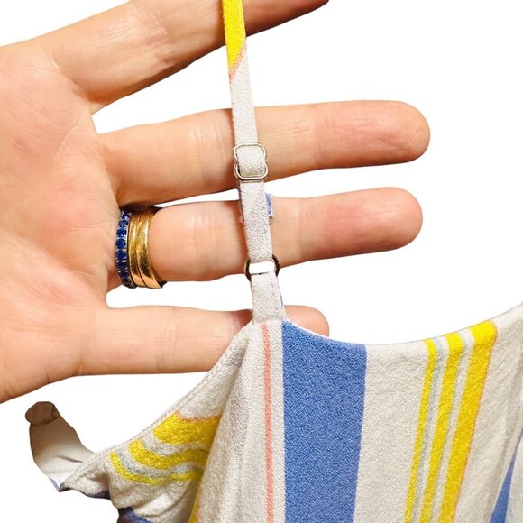 Madison Striped Sundress Womens XL Colorful Midi Spaghetti Strap Lined Side Slit - Picture 11 of 13